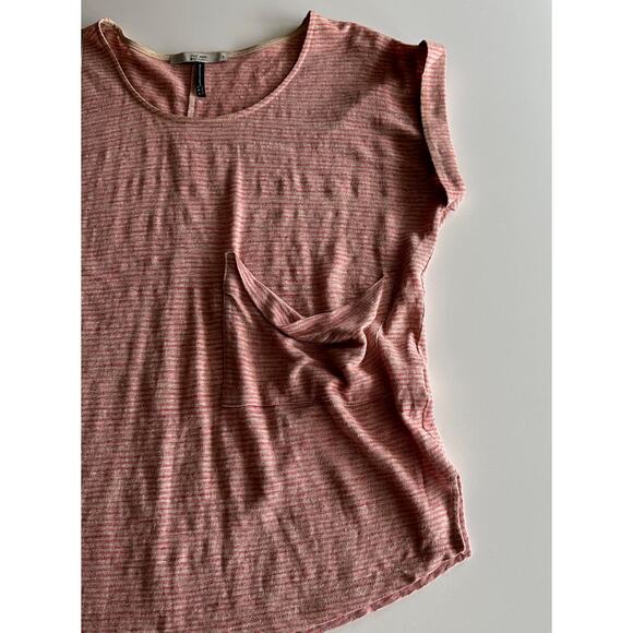 The Ark Australia 100% Linen Scoop Neck Slouch Pocket Stripe Short Sleeve‎ Tee S - Picture 3 of 8